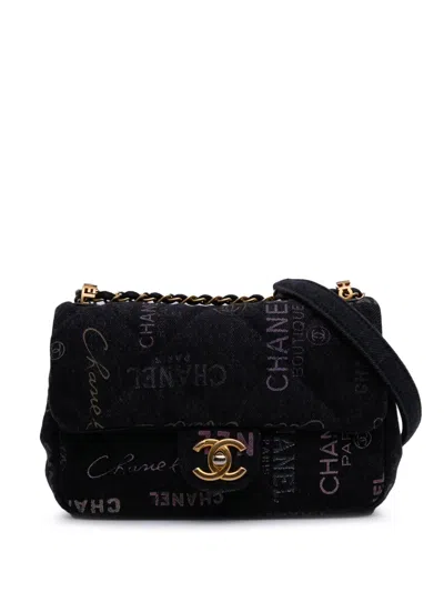 Pre-owned Chanel 2021-2025 Mini Rectangular Quilted Denim Mood Flap Crossbody Bag
