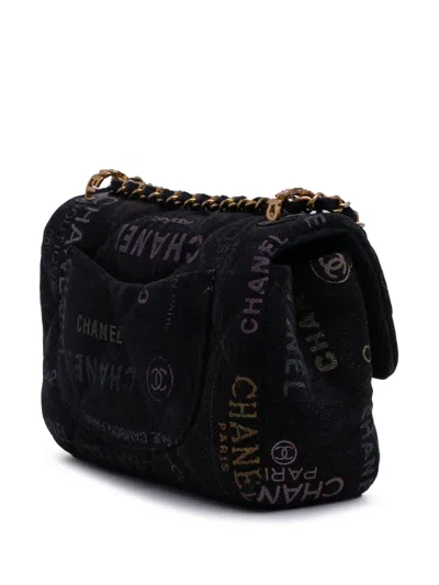 Pre-owned Chanel 2021-2025 Mini Rectangular Quilted Denim Mood Flap Crossbody Bag