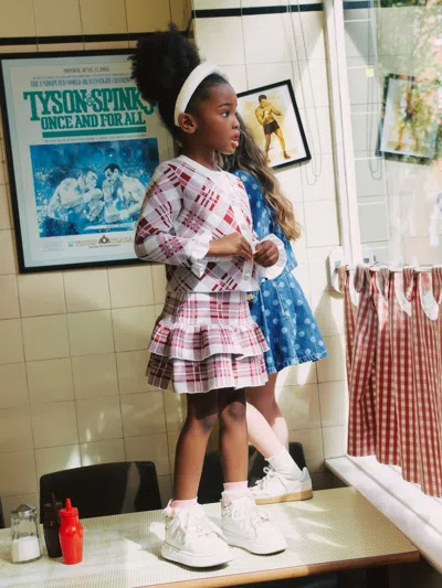 Self-portrait Plaid Ruffled Skirt In White