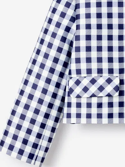 Self-portrait Gingham Checked Jacket In Blue
