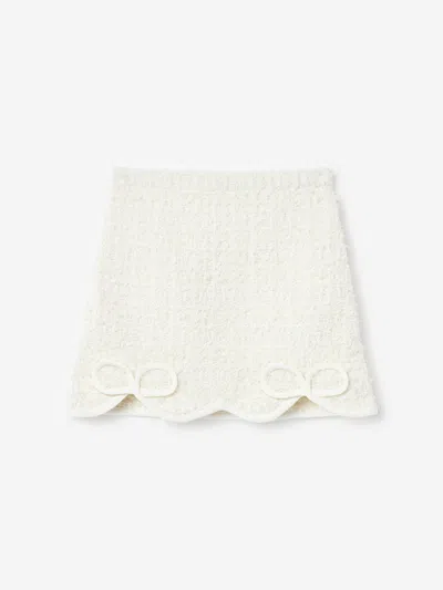 Self-portrait Textured Bow-detail Skirt In White