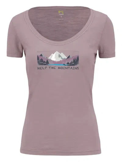 Karpos Mountain-print V-neck T-shirt In Purple