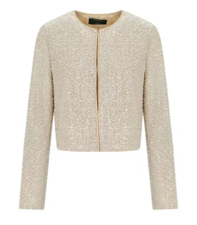 Twinset Twin-set Beige Sequins Cropped Jacket In Neutral