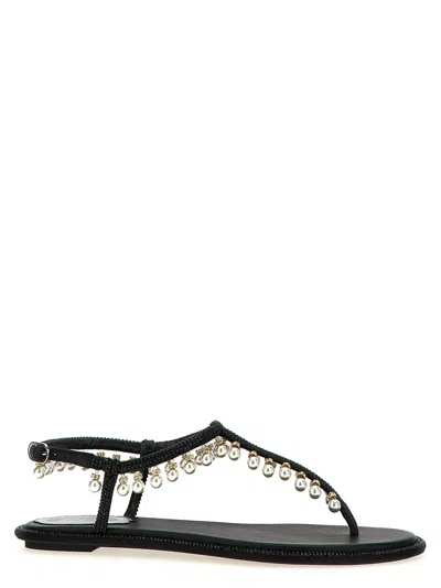 René Caovilla Flat Sandals Adorned Open Toe