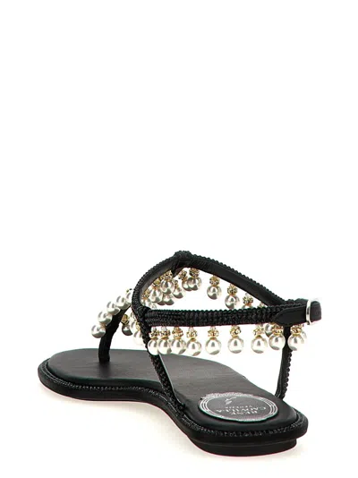 René Caovilla Flat Sandals Adorned Open Toe
