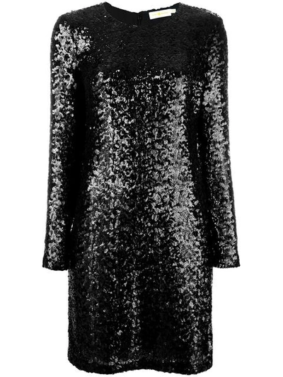Tory Burch Disque Sequin Mini Dress In Black