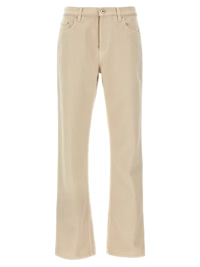 Burberry Straight Leg Cotton Denim Jeans In Neutral