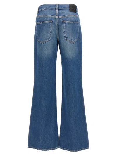 Off-white Logo Embroidered Denim Trousers In Blue
