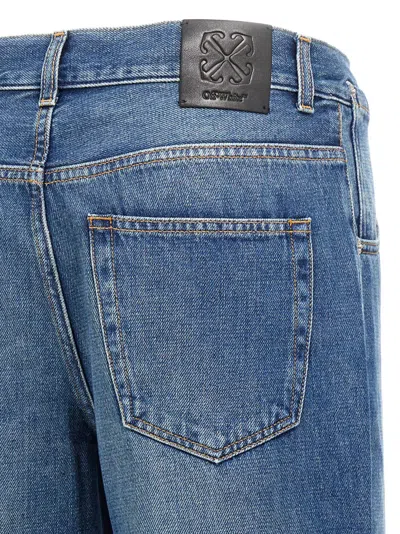 Off-white Logo Embroidered Denim Trousers In Blue