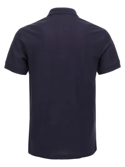 Burberry Embroidered Logo Polo Shirt In Blue