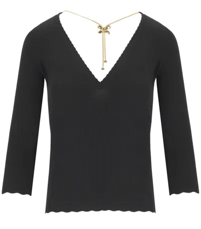 Elisabetta Franchi Black Sweater With Necklace In Black
