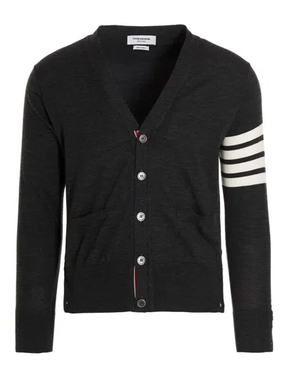 Thom Browne Merino Wool Cardigan Sweaters And Cardigans Gray In Black