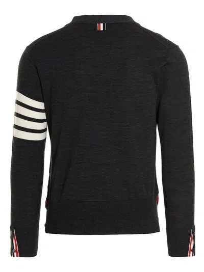 Thom Browne Merino Wool Cardigan Sweaters And Cardigans Gray In Black