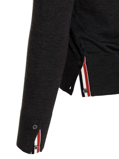 Thom Browne Merino Wool Cardigan Sweaters And Cardigans Gray In Black