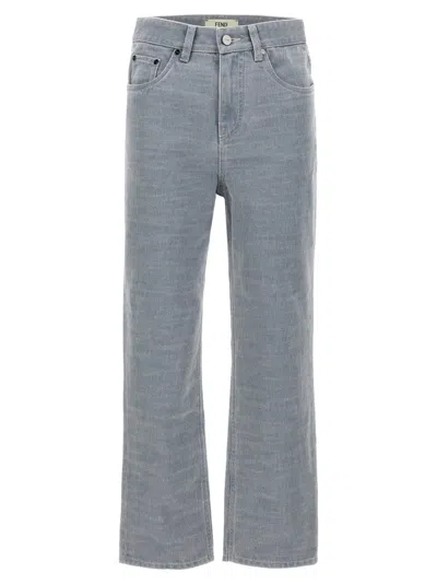 Fendi Versatile Denim Trousers With Belt Loops In Blue