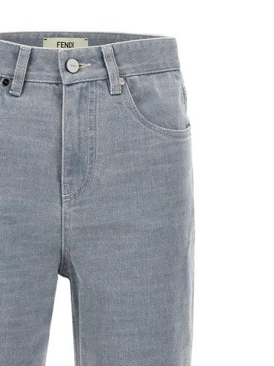 Fendi Versatile Denim Trousers With Belt Loops In Blue