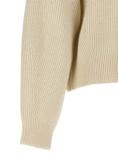 Brunello Cucinelli Sequin Crew Neck Sweater In Neutral