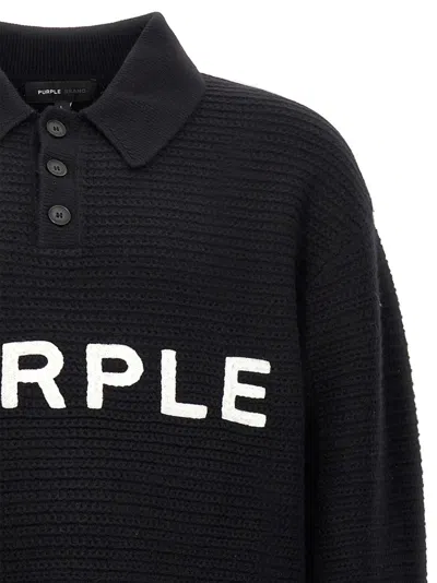 Purple Logo Embroidery Sweater Sweaters And Cardigans Black