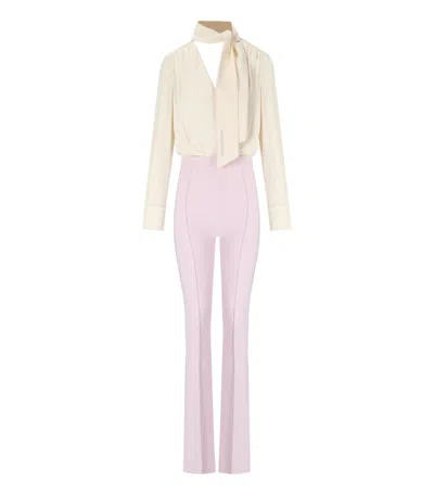 Elisabetta Franchi Burro Quarzo Georgette Jumpsuit In Pink