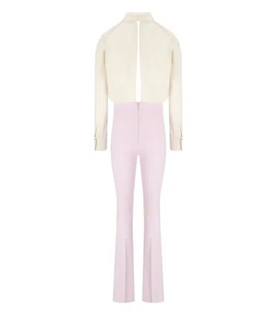 Elisabetta Franchi Burro Quarzo Georgette Jumpsuit In Pink