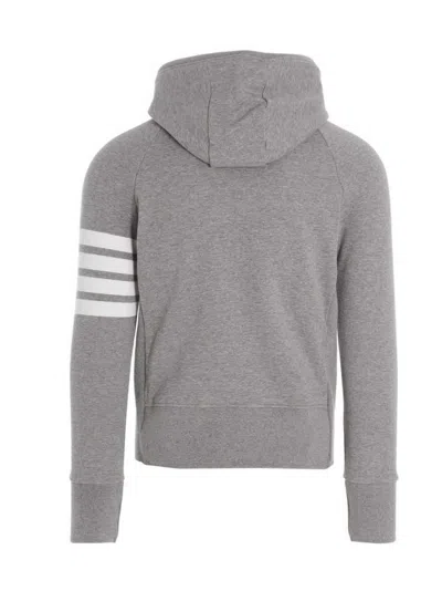 Thom Browne Mens Light Grey Striped Brand-patch Cotton-jersey Hoody In Gray