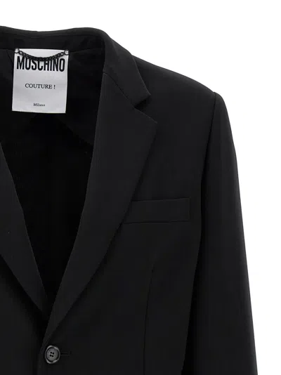 Moschino Single-breasted Blazer With Martingale Detail In Black