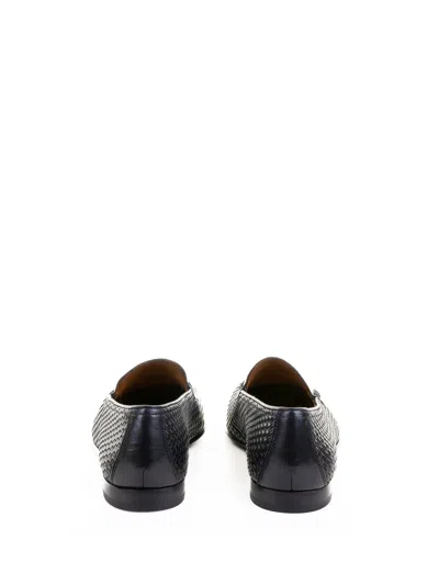 Doucal's Blue Leather Moccasin In Black