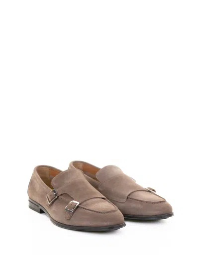 Doucal's Double Buckle Suede Moccasin In Neutral