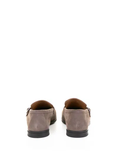 Doucal's Double Buckle Suede Moccasin In Neutral