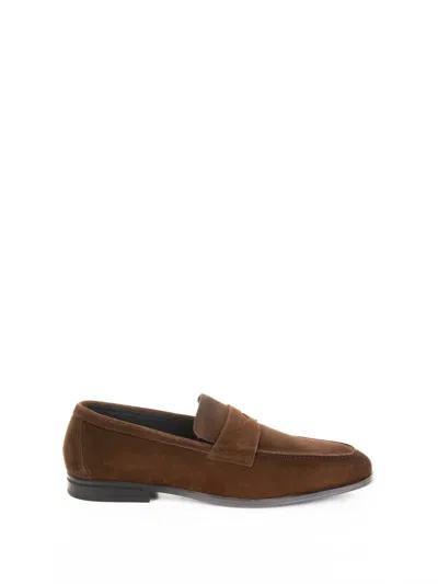 Doucal's Penny-strap Suede Loafers In Brown