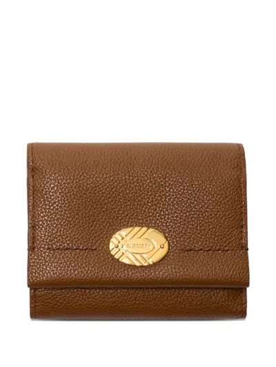 Burberry Check-engraved Leather Wallet In Brown