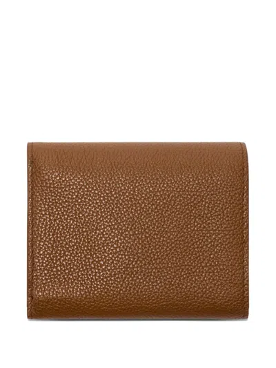 Burberry Check-engraved Leather Wallet In Brown