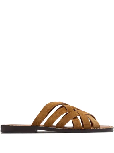 Brunello Cucinelli Woven Leather Sandals In Brown