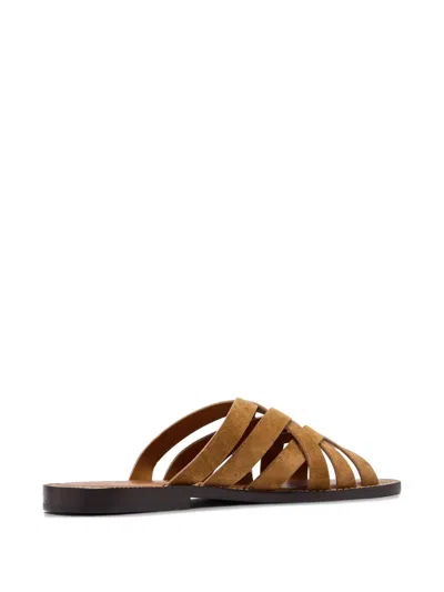 Brunello Cucinelli Woven Leather Sandals In Brown