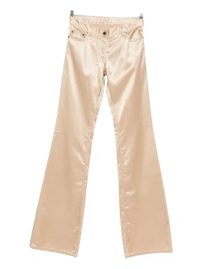 Pre-owned Miu Miu 2000s Satin Trousers In Neutral