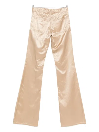 Pre-owned Miu Miu 2000s Satin Trousers In Neutral