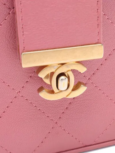 Pre-owned Chanel 2018-2019 Cc Quilted Calfskin Double Zip Clutch With Chain Crossbody Bag In Pink