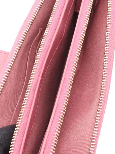Pre-owned Chanel 2018-2019 Cc Quilted Calfskin Double Zip Clutch With Chain Crossbody Bag In Pink