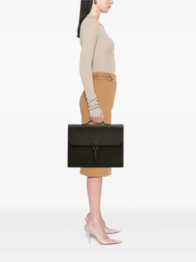 Pre-owned Hermes 2011 Clemence Sac A Depeches 38 Business Bag In Brown