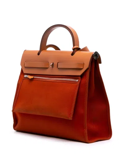 Pre-owned Hermes 2017 Toile Herbag Zip 31 Satchel In Orange