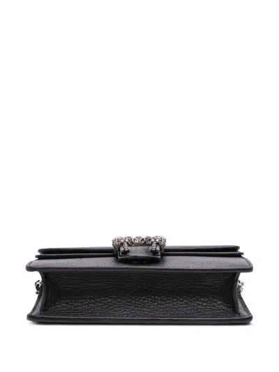 Pre-owned Gucci 2016-2025 Super Mini Leather Dionysus Crossbody Bag In Black