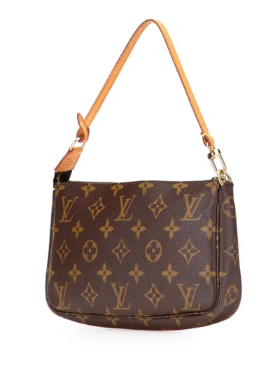 Pre-owned Louis Vuitton 2001 Monogram Pochette Accessoires Shoulder Bag In Brown