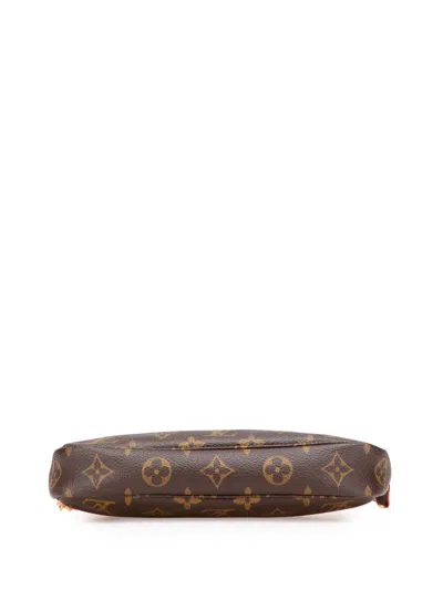 Pre-owned Louis Vuitton 2001 Monogram Pochette Accessoires Shoulder Bag In Brown