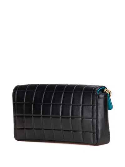Pre-owned Chanel 2000-2002 Chocolate Bar Lambskin East West Flap Shoulder Bag In Black