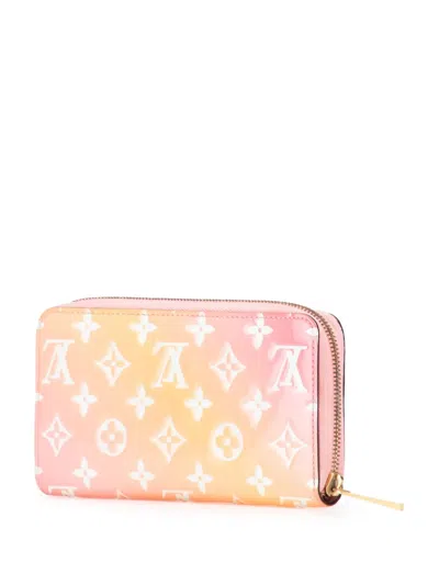 Pre-owned Louis Vuitton 2018 Monogram Vernis Valentines Day Zippy Wallet Long Wallets In Pink