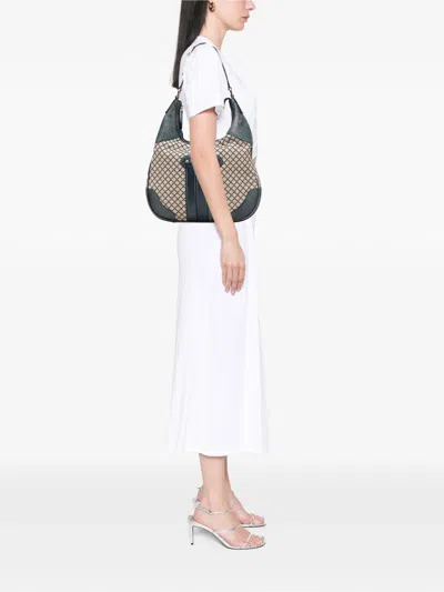 Pre-owned Gucci 2016-2025 Diamante Canvas Catherine Hobo Bag In Brown