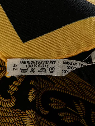 Pre-owned Hermes 20th Century Les Armes De Paris Silk Scarf Scarves In Black