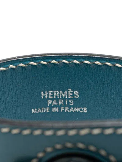 Pre-owned Hermes 1998 Sellier Leather Dalvy Wrap Bracelet Costume Bracelet In Blue