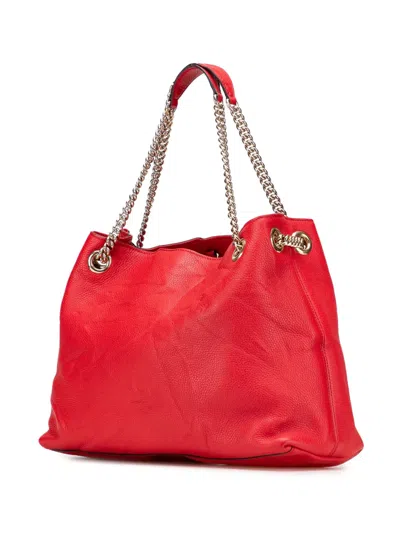 Pre-owned Gucci 2000-2015 Medium Leather Soho Chain Tote Bag In Red