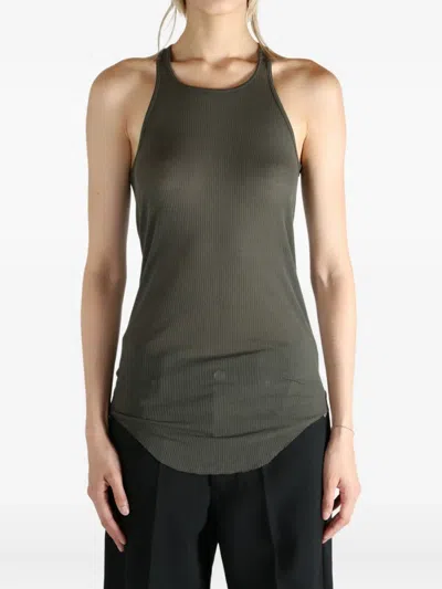 Rick Owens Ribbed Racer-back Top In Green